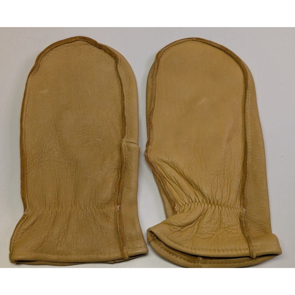 Unbranded Leather Work Mittens Size X-Large Tan Winter made in USA